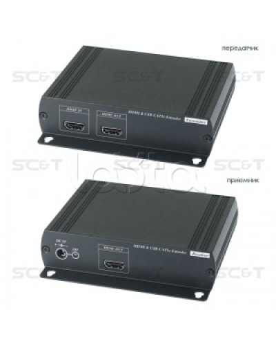 Удлинитель HDMI KVM (комплект приёмник + передатчик) по Ethernet до 120м (CAT5e) SC&T HKM01E в Новороссийске Видеоусилители, Модуляторы, Делители Pintop.ru
