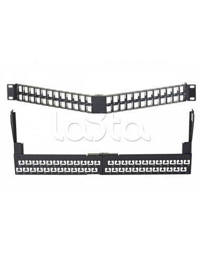 Коммутационная угловая панель 19” наборная, FTP, 1U, 48 портов, черный Eurolan (27A-00-48-01BL) в Новороссийске Патч панель Pintop.ru