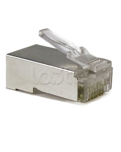 Разъем экранированный RJ-45 под витую пару, категория 6, без вставки Hyperline (PLUG-8P8C-U-C6-SH) в Новороссийске Коннекторы и разъемы Pintop.ru