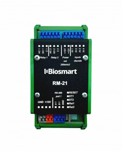 Релейный модуль BioSmart RM-21 OSDP в Новороссийске Контроллеры СКУД BioSmart Pintop.ru