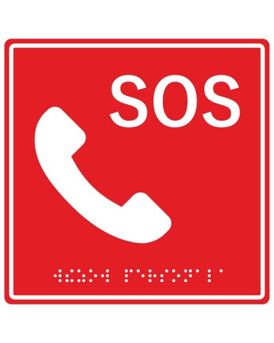Табличка тактильная с пиктограммой SOS с трубкой Hostcall MP-010R2 в Новороссийске Система оповещения и трансляции Hostcall Pintop.ru